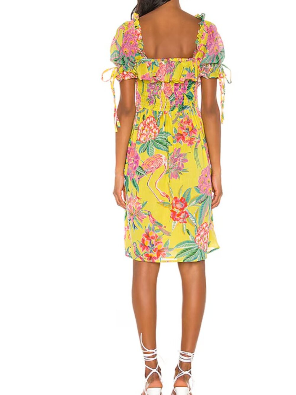 Banjanan - Fox Glove Floral Mini Sun Dress - Sz Small - Bright Yellow Tropical - Picture 3 of 6